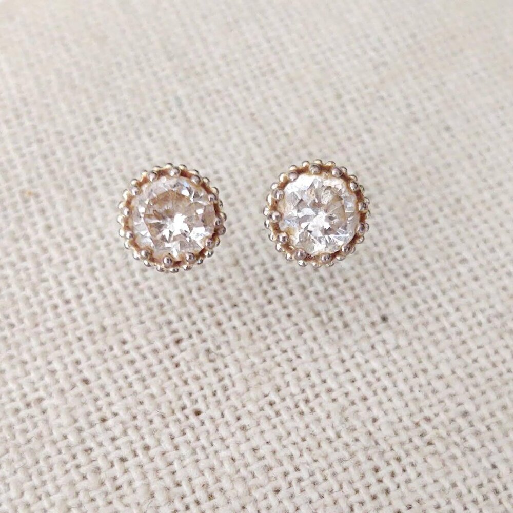 Faux diamond studs with gold tone metal setting